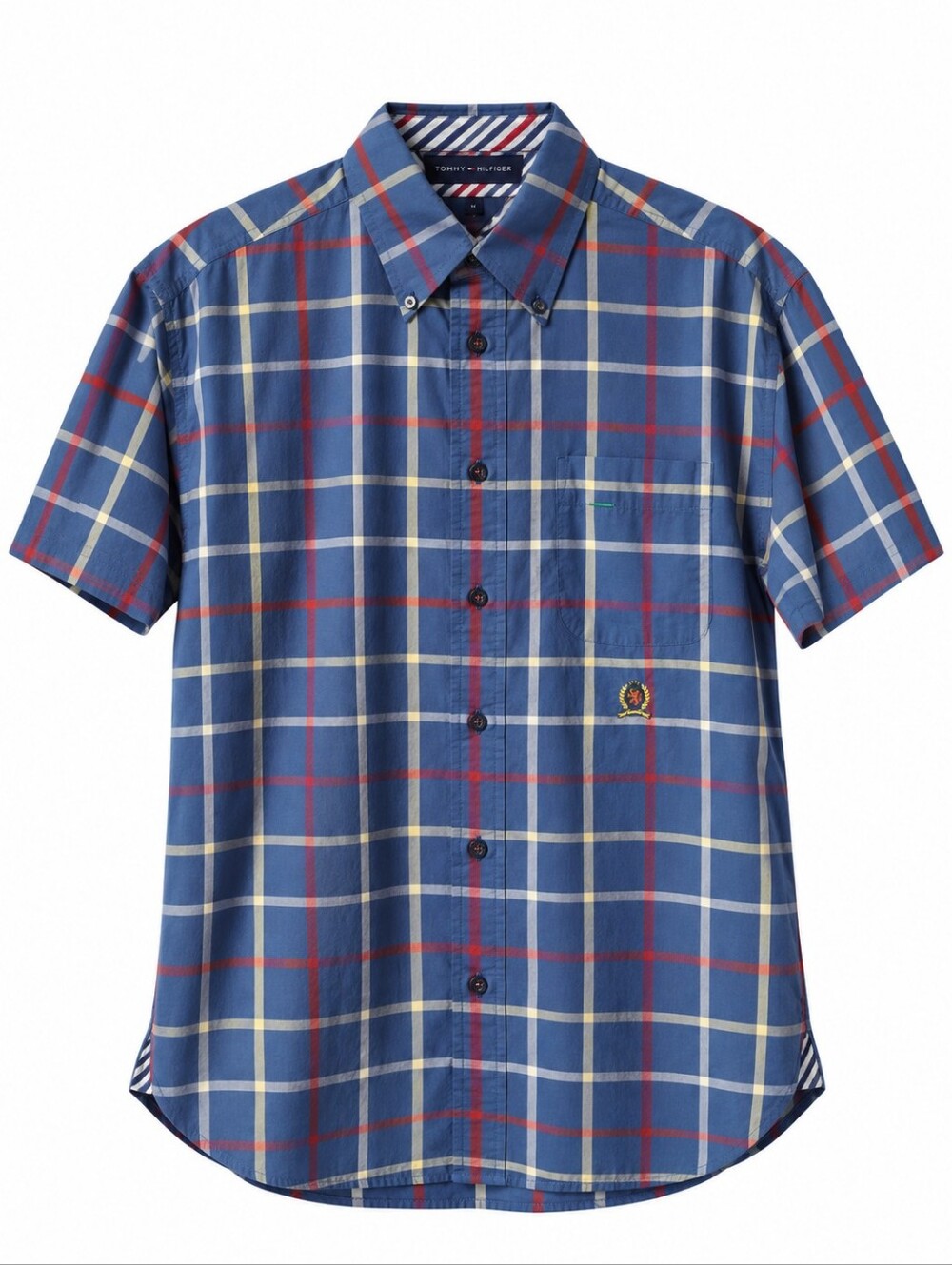 Vintage 90s Tommy Hilfiger Plaid Button Down Shirt Mens M Blue Red Preppy